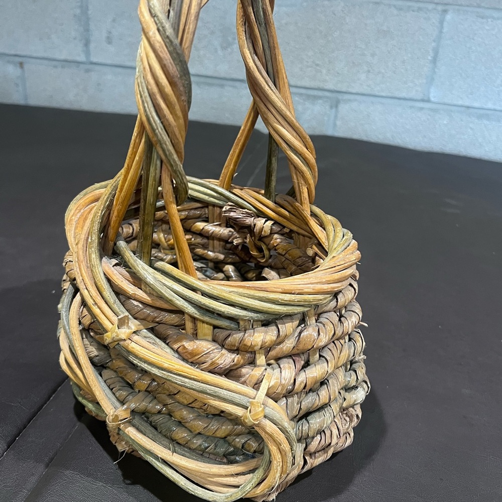 Woven Basket with Twisted Handle